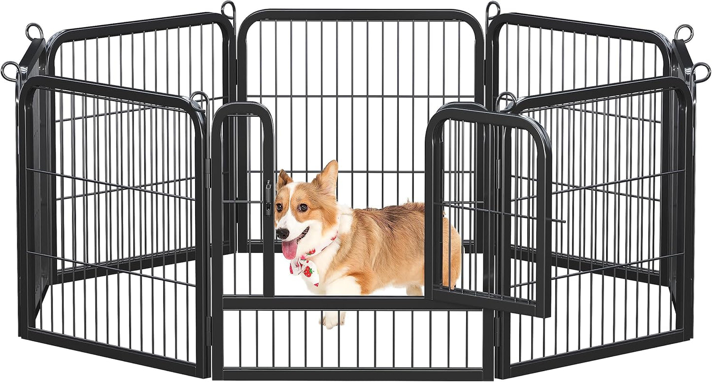 24 inch 8 Panels Dog Pen Indoor Heavy Duty Puppy Exercise Pen Metal Pet Fence for RV Camping/Yard/Garden