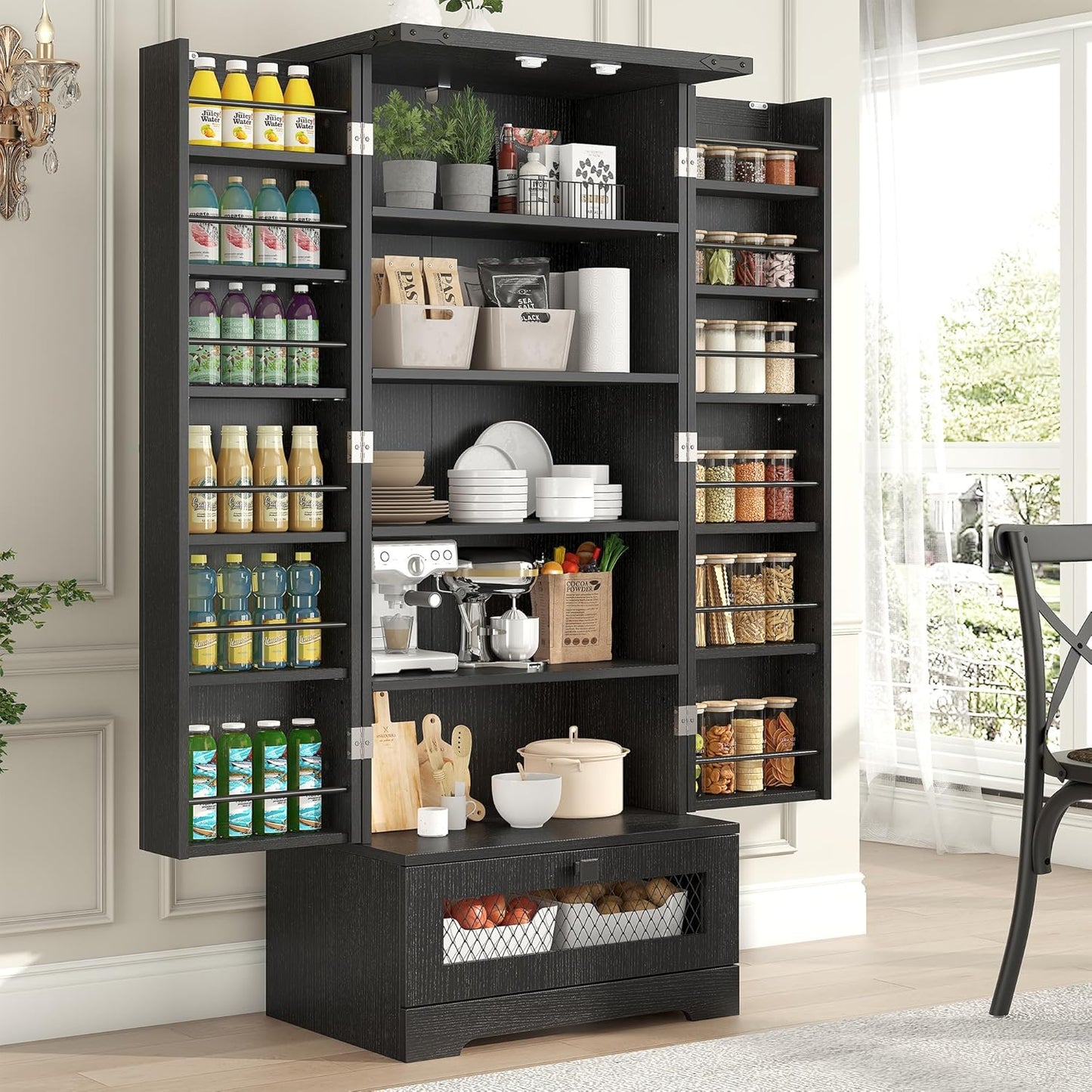 Pantry Cabinet with Adjustable Shelves and Drawer, Kitchen Cabinet Buffet Cupboards Storage for Home Office