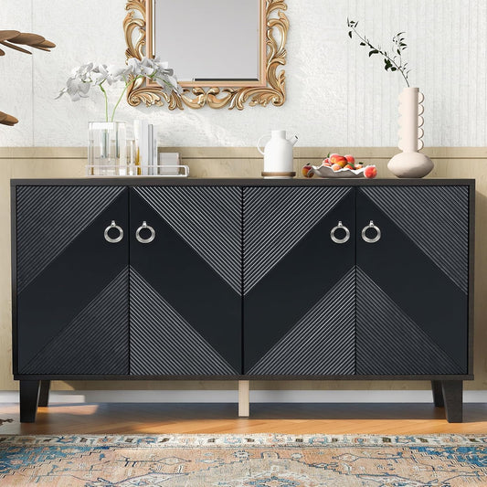 Light Luxury Cabinet Adorned with Geometric Patterns, Suitable for Living Room