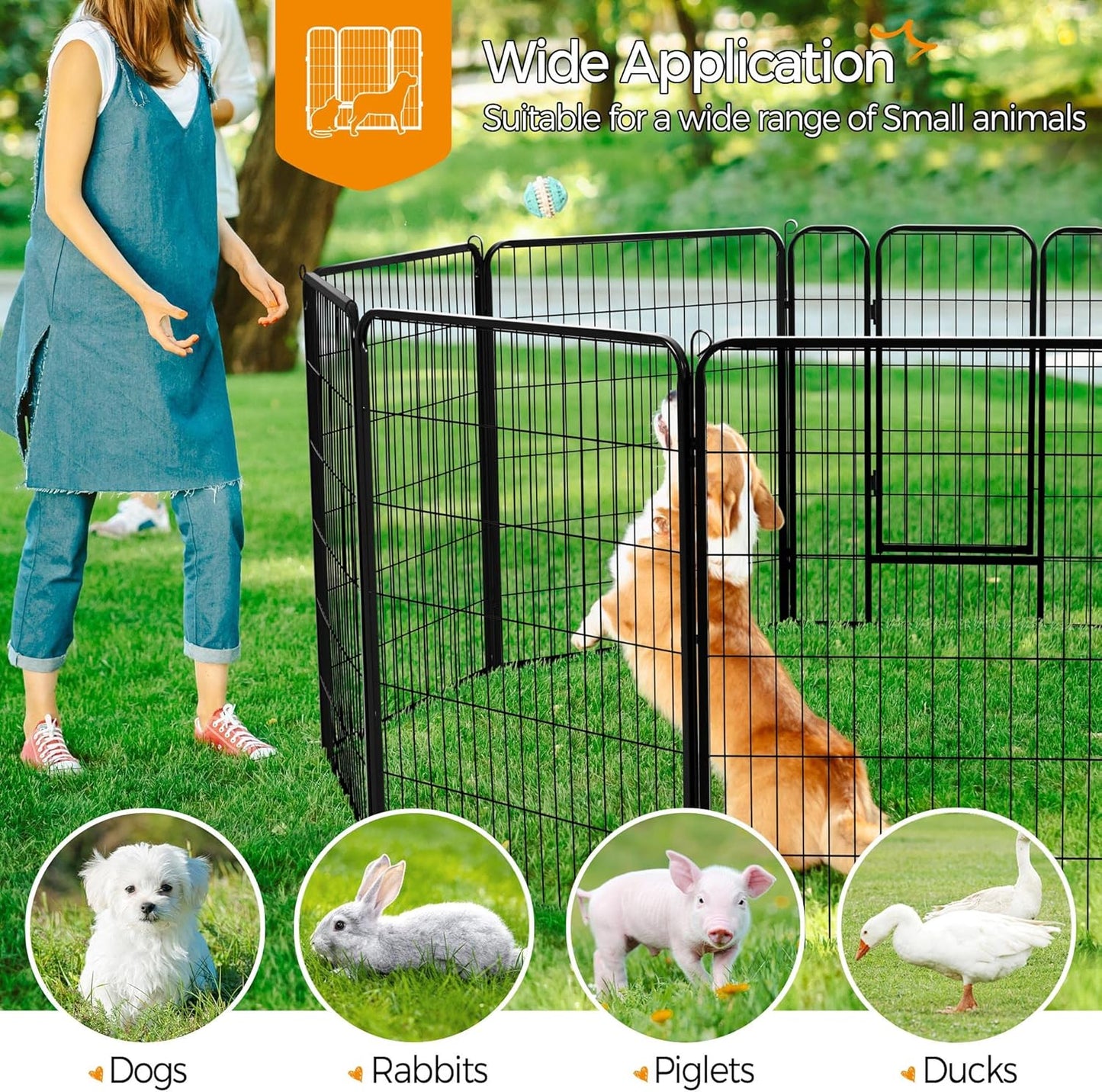 40 Inch 16 Panels Dog Playpen Outdoor Puppy Exercise Pen Indoor Portable Pet Fence for Yard/RV Camping