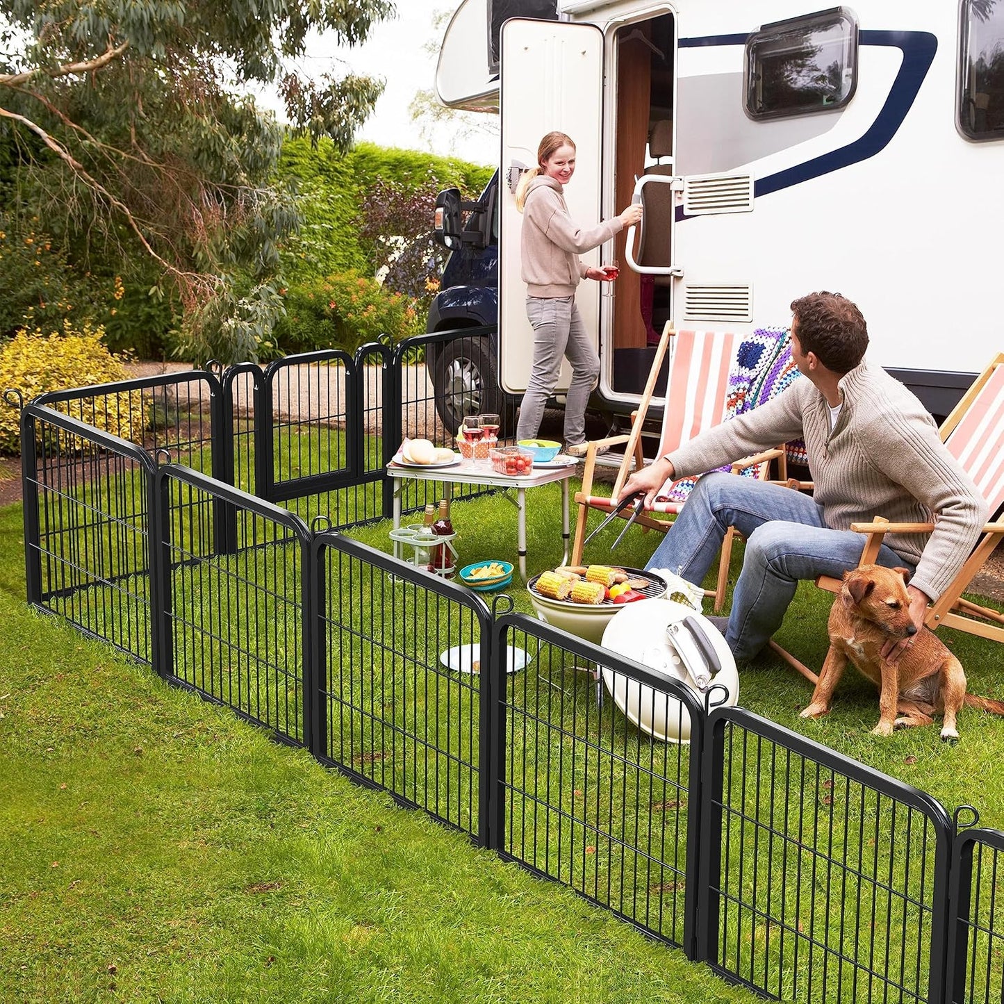 24 inch 8 Panels Dog Pen Indoor Heavy Duty Puppy Exercise Pen Metal Pet Fence for RV Camping/Yard/Garden