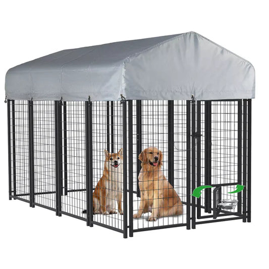 8x4x4 Outside Dog Kennel with Roof for Large Dogs