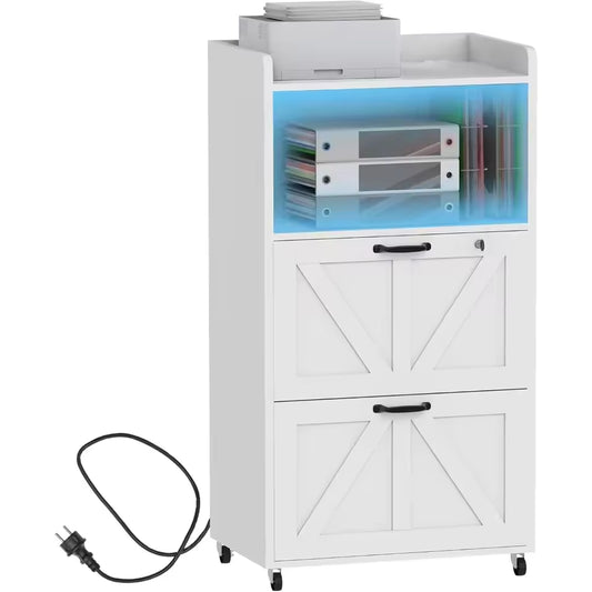 Modern White Storage Cabinet with 2 Doors & Open Shelf – Multi-Purpose Furniture