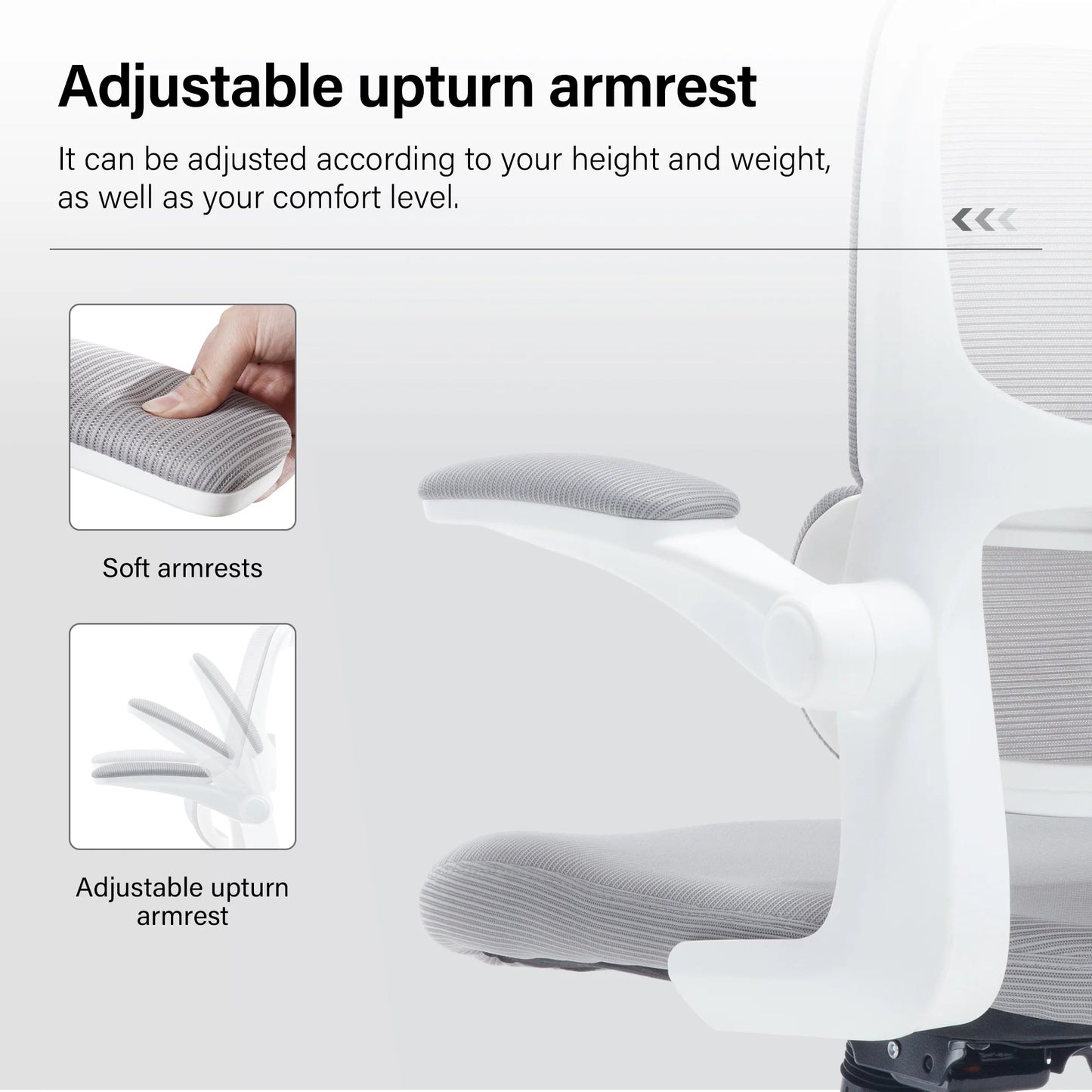 Ergonomic Office Chair with Tilt-Lock, Home Office Desk Chair with Auto Lumbar Support, High Back Mesh Desk Chair with Adjustable Headrest, Swivel Task Chair or Study Room Bedroom,Light Gray