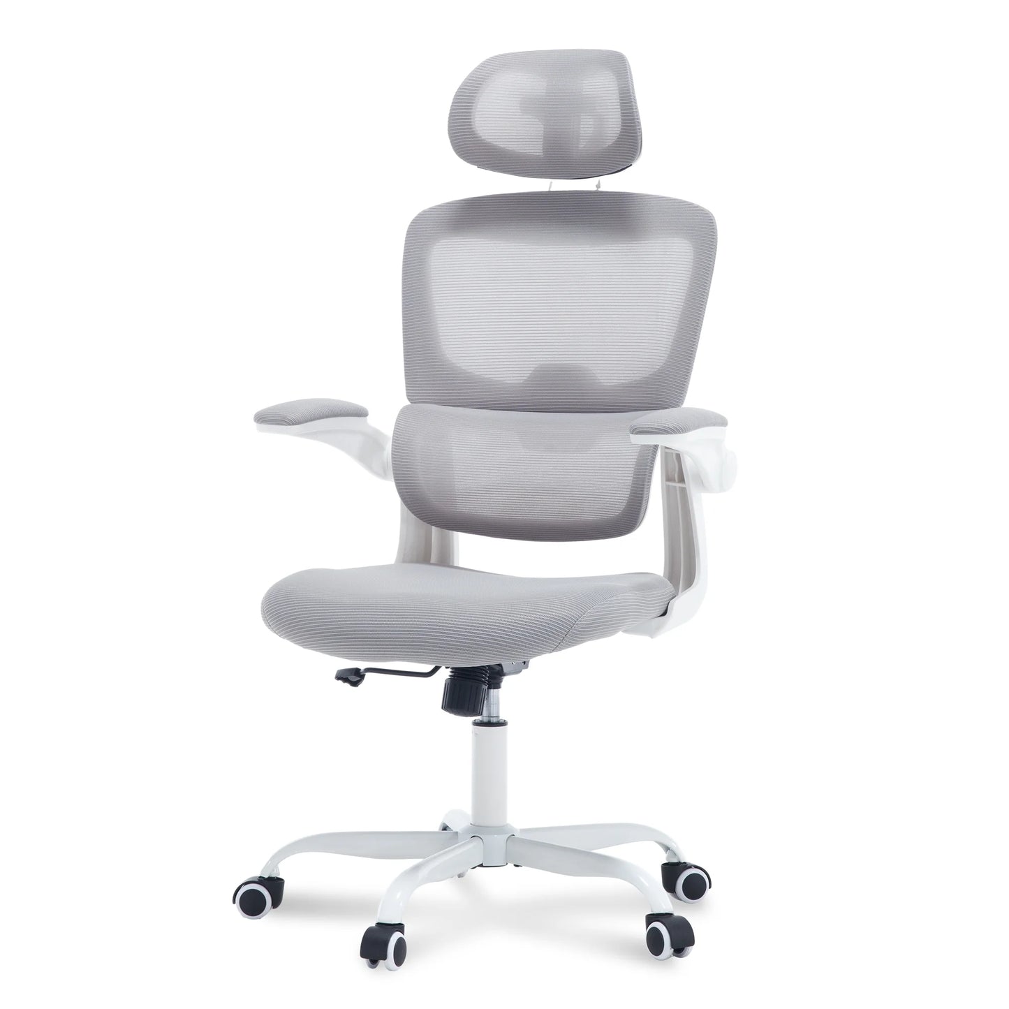 Ergonomic Office Chair with Tilt-Lock, Home Office Desk Chair with Auto Lumbar Support, High Back Mesh Desk Chair with Adjustable Headrest, Swivel Task Chair or Study Room Bedroom,Light Gray