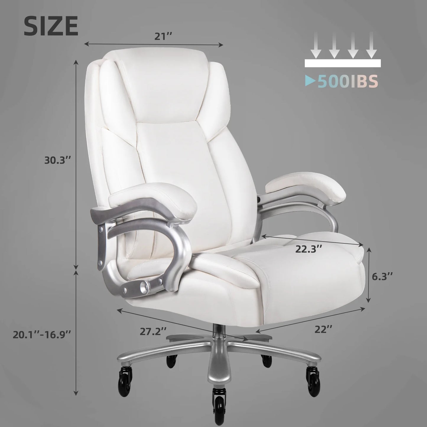 Heavy Duty Big and Tall Office Chair 500lbs with Adjustable Lumbar Support,High Back Office Chair for Adults
