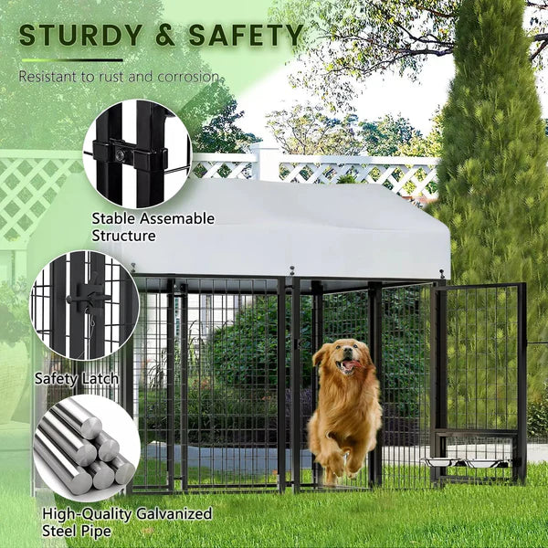 8x4x4 Outside Dog Kennel with Roof for Large Dogs