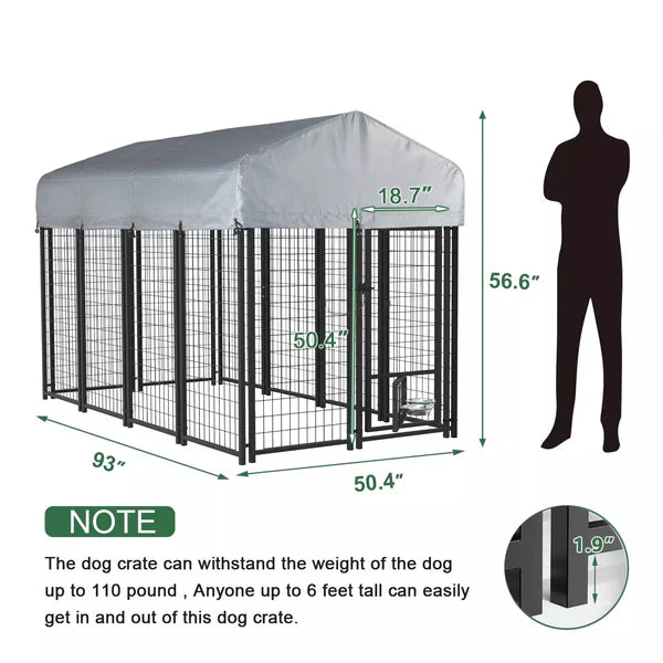 8x4x4 Outside Dog Kennel with Roof for Large Dogs