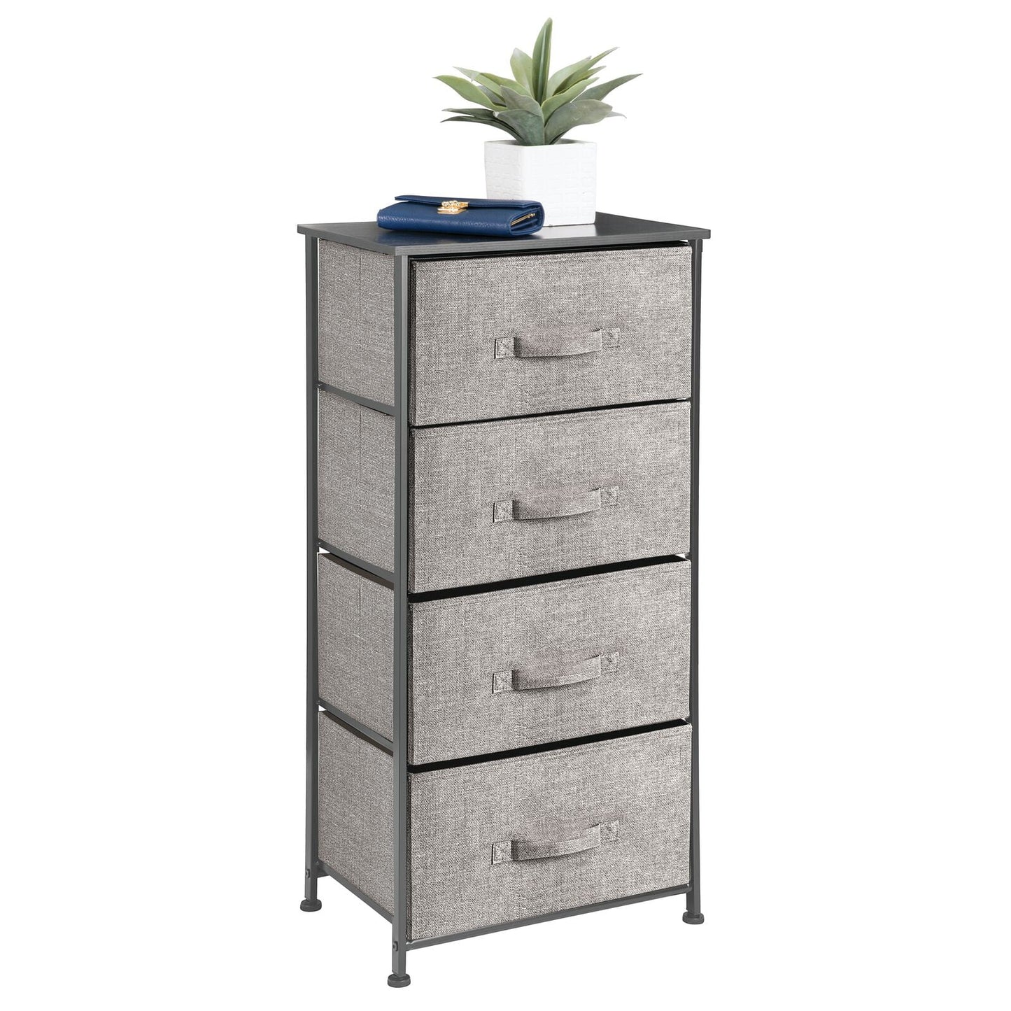 RBA1 HW46012BK Tall Dresser Storage Tower Stand with 4 Fabric Drawers