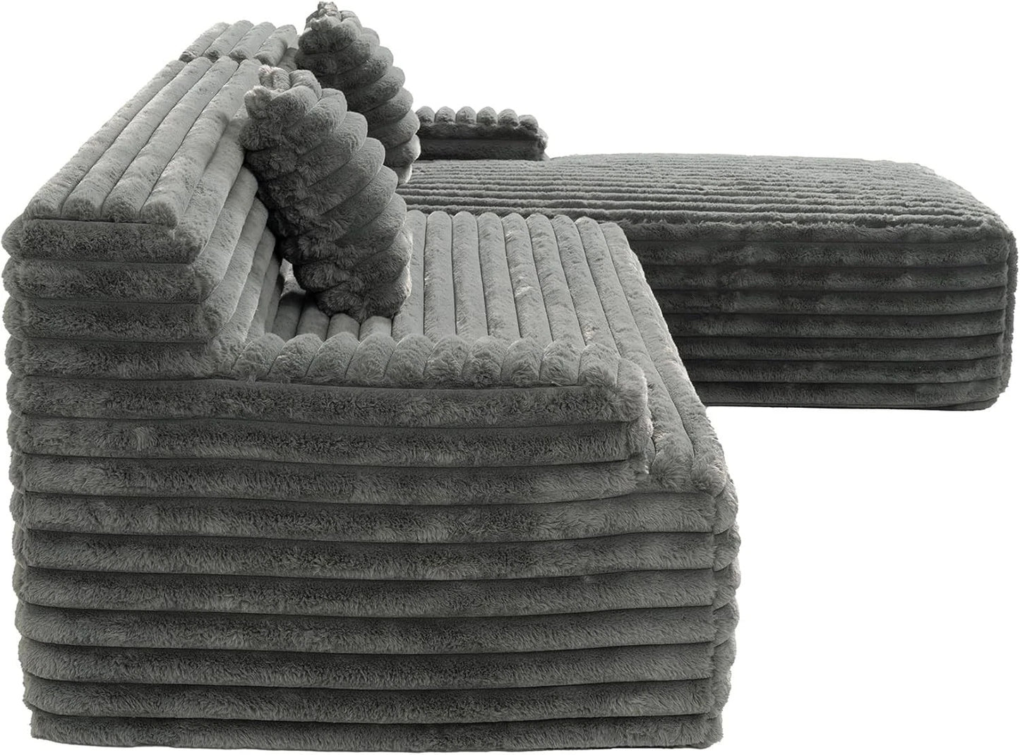 110" Modern Cloud Sectional Sofa, Free Combination Upholstered Couch w/ 2-Pillow