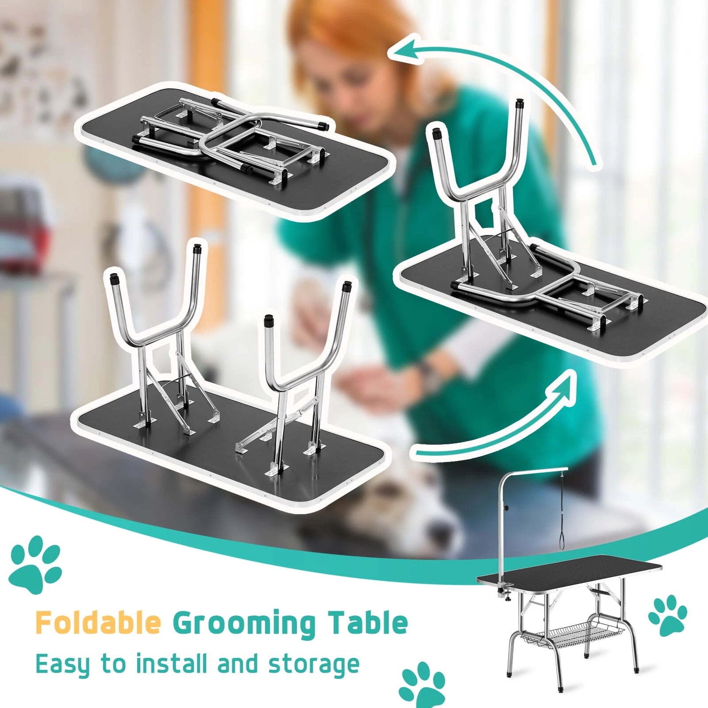Polar Aurora PGT0003 Pingkay Black 48" Heavy Duty Pet Grooming Table