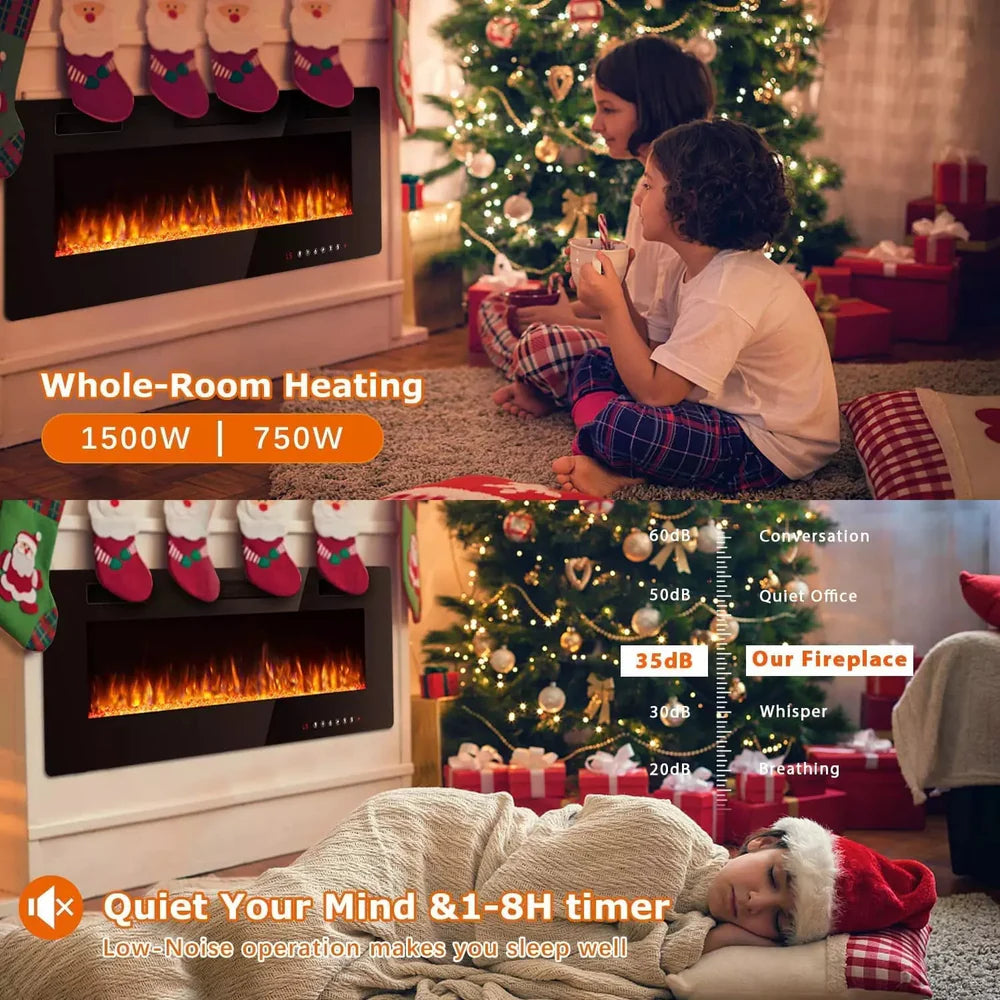 30 inch Ultra-Thin Wall Mounted & Recessed Electric Fireplace