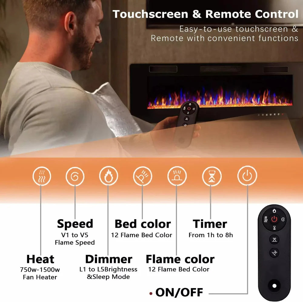 30 inch Ultra-Thin Wall Mounted & Recessed Electric Fireplace