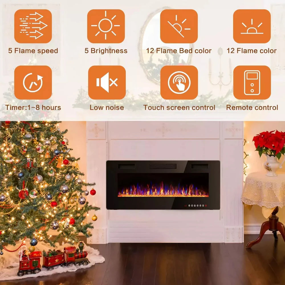 30 inch Ultra-Thin Wall Mounted & Recessed Electric Fireplace