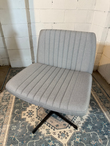 Criss Cross Chair Armless Cross Legged Office Desk Chair No Wheels Fabric Padded Modern Swivel Height Adjustable Mid Back Wide Seat Computer Task Vanity Chair for Home Office