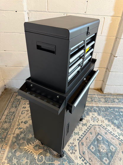 5-Drawer Rolling Tool Chest with Detachable Box, Lockable Wheels & 4 Hooks, Black