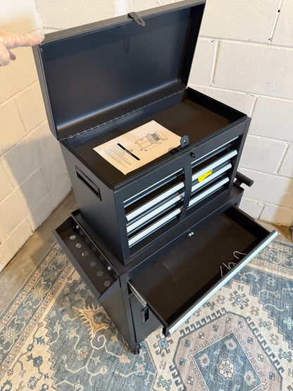 5-Drawer Rolling Tool Chest with Detachable Box, Lockable Wheels & 4 Hooks, Black