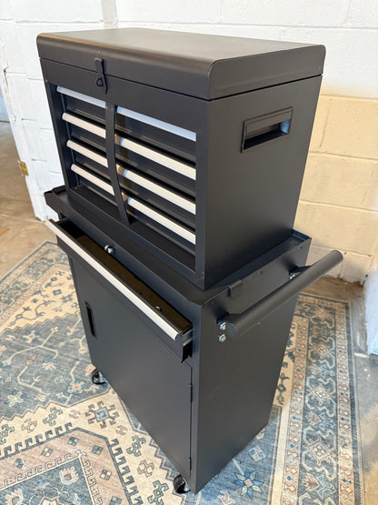 5-Drawer Rolling Tool Chest with Detachable Box, Lockable Wheels & 4 Hooks, Black