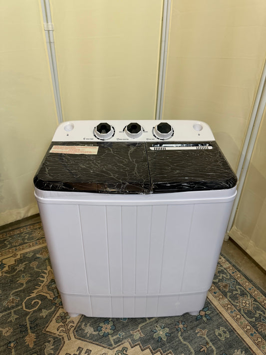 Portable Washing Machine 17.6LBS Compact Twin Tub Mini Washer & Dryer with Drain Pump, Black