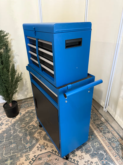5-Drawer Tool Chest, Rolling Tool Storage Cabinet with Enhanced Packaging, Lockable Wheels, Detachable Top Tool Box, Metal Tool Cart for Garage, Workshop, Blue