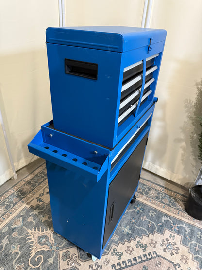 5-Drawer Tool Chest, Rolling Tool Storage Cabinet with Enhanced Packaging, Lockable Wheels, Detachable Top Tool Box, Metal Tool Cart for Garage, Workshop, Blue