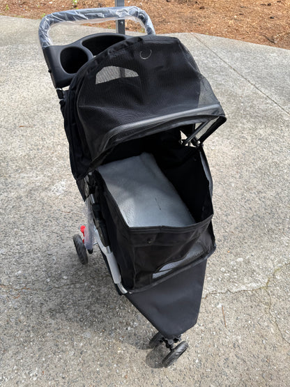 Small Pet Stroller | Lightweight & Foldable Design | Comfortable, Easy-Ride Pet Carrier for Dogs & Cats | Black