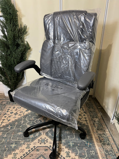 Big and Tall Office Chair, Ergonomic Leather Office Computer Desk Chair, Black Heavy Duty Office Chair with Flip-up Armrest, Comfortable High Back Home Chair 400 LBS with Lumbar Support