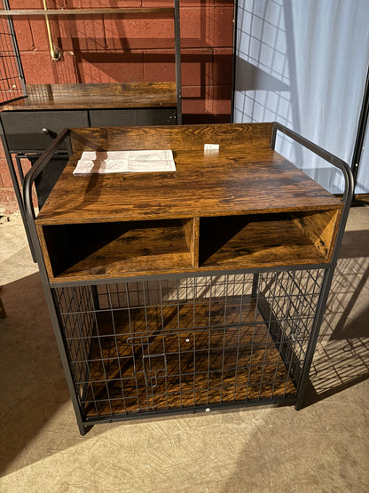 Small Dog Crate Furniture, Puppy Dog Kennel Indoor, Wood Dog Cage Table with Drawers Storage, Heavy Duty Dog Crate, Jaula para Perros, Sturdy Metal, 27.6" L×20.5" W×31.9" H