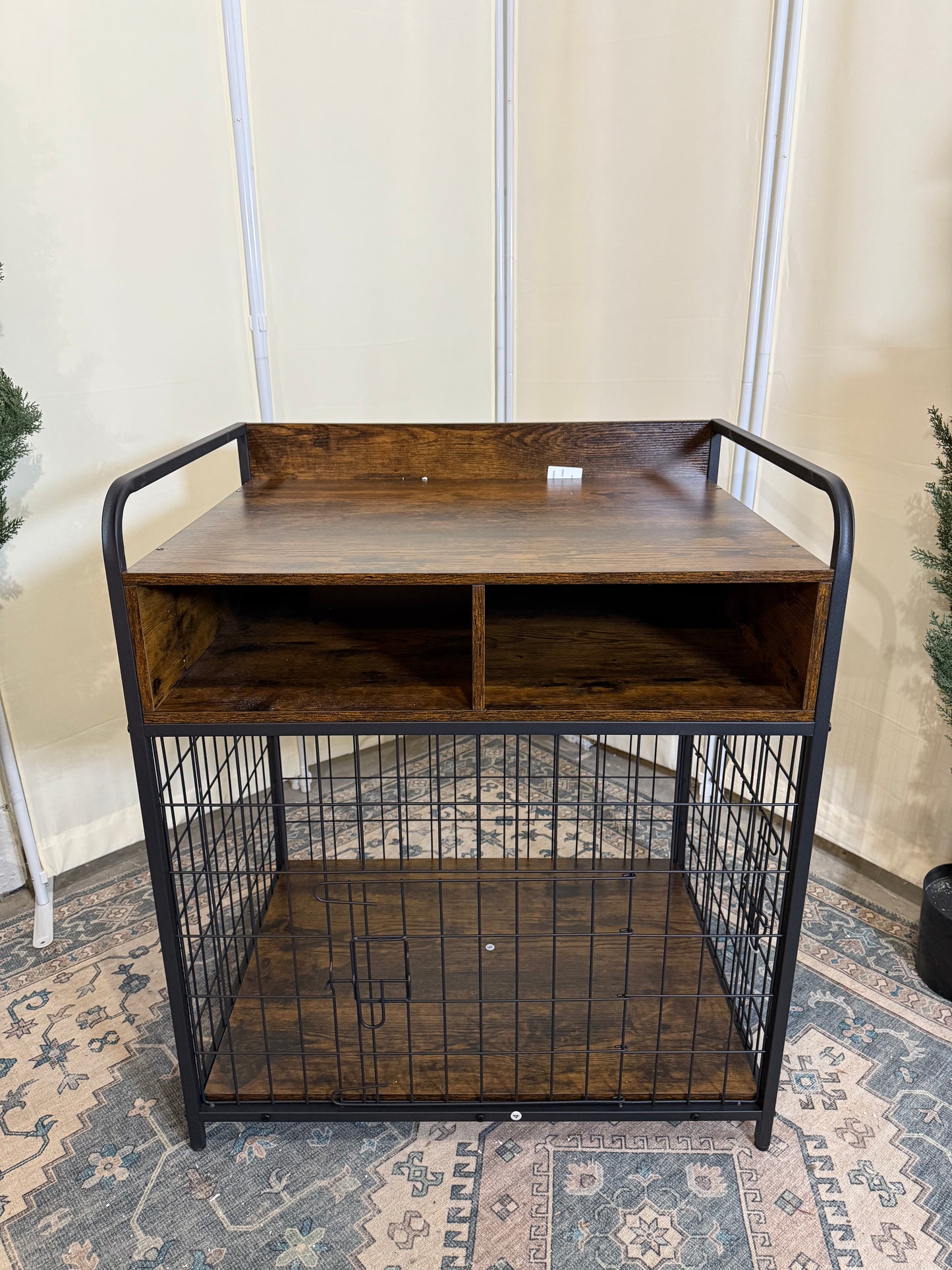 Small Dog Crate Furniture, Puppy Dog Kennel Indoor, Wood Dog Cage Table with Drawers Storage, Heavy Duty Dog Crate, Jaula para Perros, Sturdy Metal, 27.6" L×20.5" W×31.9" H