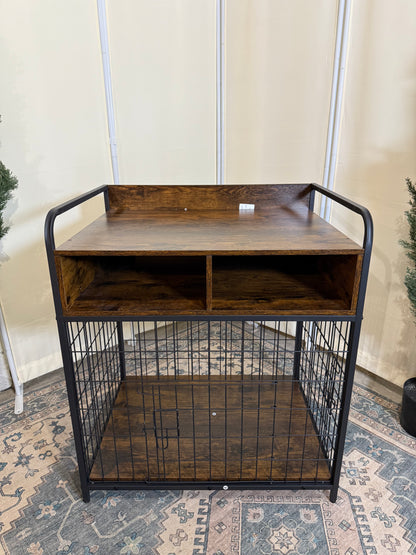 Small Dog Crate Furniture, Puppy Dog Kennel Indoor, Wood Dog Cage Table with Drawers Storage, Heavy Duty Dog Crate, Jaula para Perros, Sturdy Metal, 27.6" L×20.5" W×31.9" H
