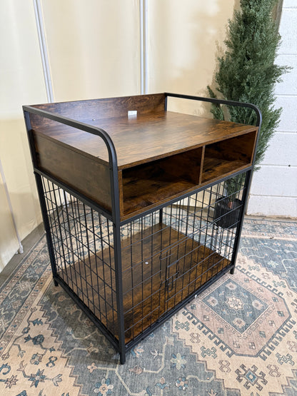 Small Dog Crate Furniture, Puppy Dog Kennel Indoor, Wood Dog Cage Table with Drawers Storage, Heavy Duty Dog Crate, Jaula para Perros, Sturdy Metal, 27.6" L×20.5" W×31.9" H