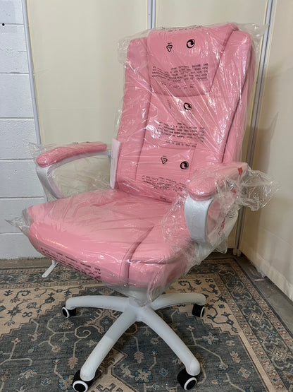 Home Office Chair, Ergonomic Desk Chair, Adjustable Task Chair for Lumbar Back Support, Computer Chair with Rolling Swivel and Armrest, Modern Executive High Back Leather Chairs (Pink)
