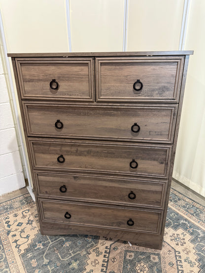 Dresser for Bedroom Tall, Mid Century Modern 6 Drawer Dresser, Cherry Wood Dresser with Large Dresser, Chest of Drawers,Storage for Clothes, Vintage, for Living Room, Bedroom, Hallway