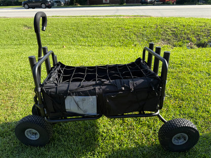 Fishing Cart Beach Carts Heavy Duty Foldable Collapsible Wagon with Big Wheels and Rod Holders 550 Pound Capacity 53.9"x26.4"x38.8"