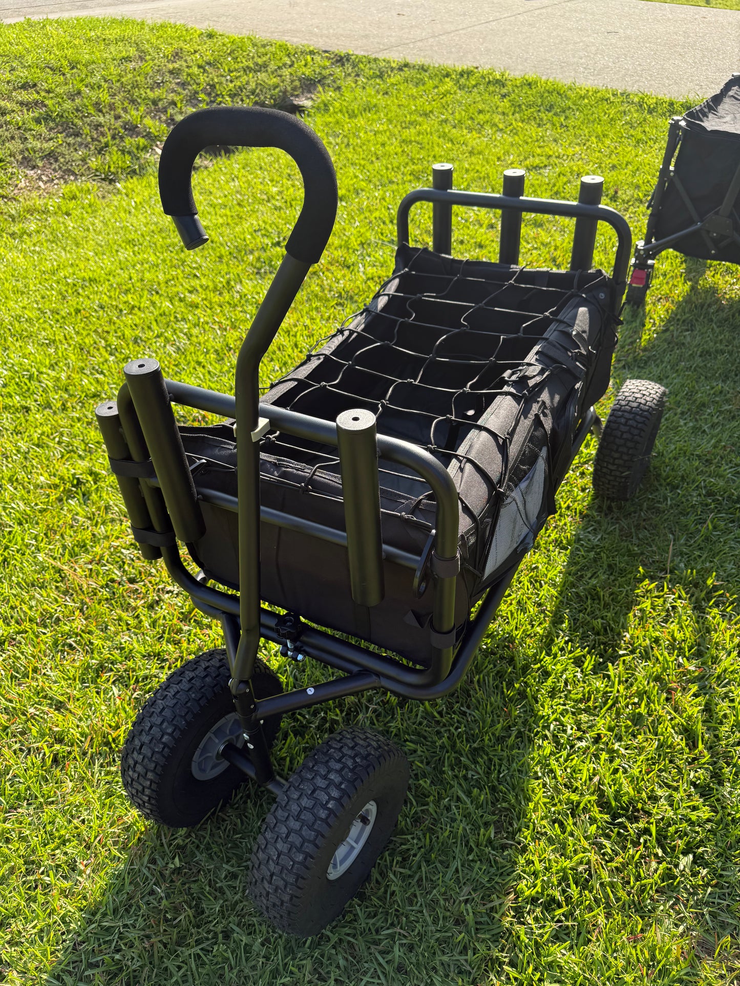 Fishing Cart Beach Carts Heavy Duty Foldable Collapsible Wagon with Big Wheels and Rod Holders 550 Pound Capacity 53.9"x26.4"x38.8"
