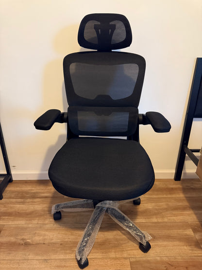 Office Chair, High Back Ergonomic Desk Chair, Mesh Desk Chair with Lumbar Support, headrest and Flip-up Armrests, 400lb, Black
