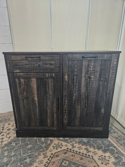 Tilt Out Trash Can Cabinet, Trash Can Cabinets with Deodorising Function, Pull Out Trash Storage Cabinet, Hidden Laundry Hamper Cabinets, Dog Proof Garbage Can for Kitchen (Black, 10 Gallon)