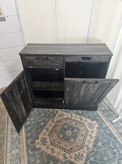 Tilt Out Trash Can Cabinet, Trash Can Cabinets with Deodorising Function, Pull Out Trash Storage Cabinet, Hidden Laundry Hamper Cabinets, Dog Proof Garbage Can for Kitchen (Black, 10 Gallon)