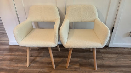 Mid Century Modern Dining Chairs Set of 2 & 4 & 6 Comfy Accent Chair Upholstered Kitchen Dining Living Room Chairs for Bedrooms Waiting Room Home Arm Desk Chair No Wheels