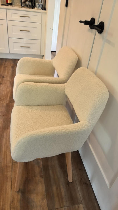 Mid Century Modern Dining Chairs Set of 2 & 4 & 6 Comfy Accent Chair Upholstered Kitchen Dining Living Room Chairs for Bedrooms Waiting Room Home Arm Desk Chair No Wheels