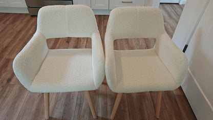 Mid Century Modern Dining Chairs Set of 2 & 4 & 6 Comfy Accent Chair Upholstered Kitchen Dining Living Room Chairs for Bedrooms Waiting Room Home Arm Desk Chair No Wheels