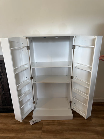 Kitchen Pantry Cabinet, Pantry Storage Cabinet with Adjustable Shelves and Drawer, Sideboard Buffet Cupboards Storage Shelf for Home Office Use (White, 16" D x 24" W x 47" H)