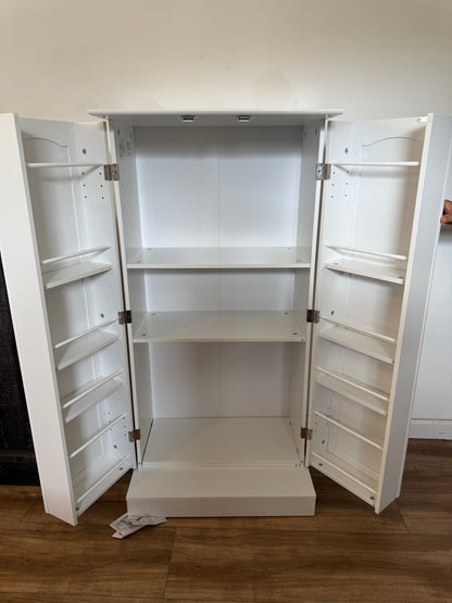 Kitchen Pantry Cabinet, Pantry Storage Cabinet with Adjustable Shelves and Drawer, Sideboard Buffet Cupboards Storage Shelf for Home Office Use (White, 16" D x 24" W x 47" H)
