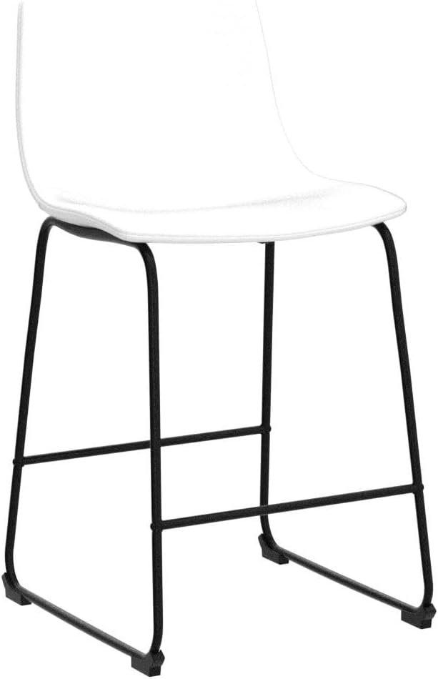 Counter Height Bar Stools Set of 2,Barstools with Back,Faux Leather Counter Stools for Kitchen Island,Modern Bar Chairs with Metal Legs(White, 26")