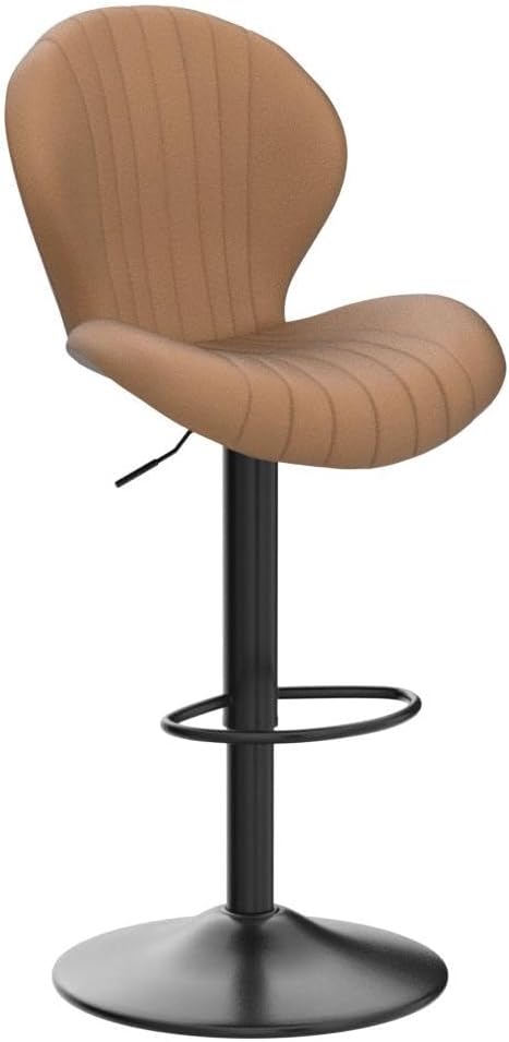 Adjustable Bar Stools, Leather Upholstered Swivel Counter Stools