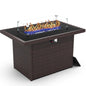 44" Propane Gas Fire Pit Table, 55000 Btu Rectangular Fire Pit With Glass Wind Guard For Outside Patio Deck Garden Backyard