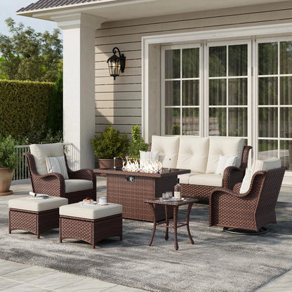 44" Propane Gas Fire Pit Table, 55000 Btu Rectangular Fire Pit With Glass Wind Guard For Outside Patio Deck Garden Backyard