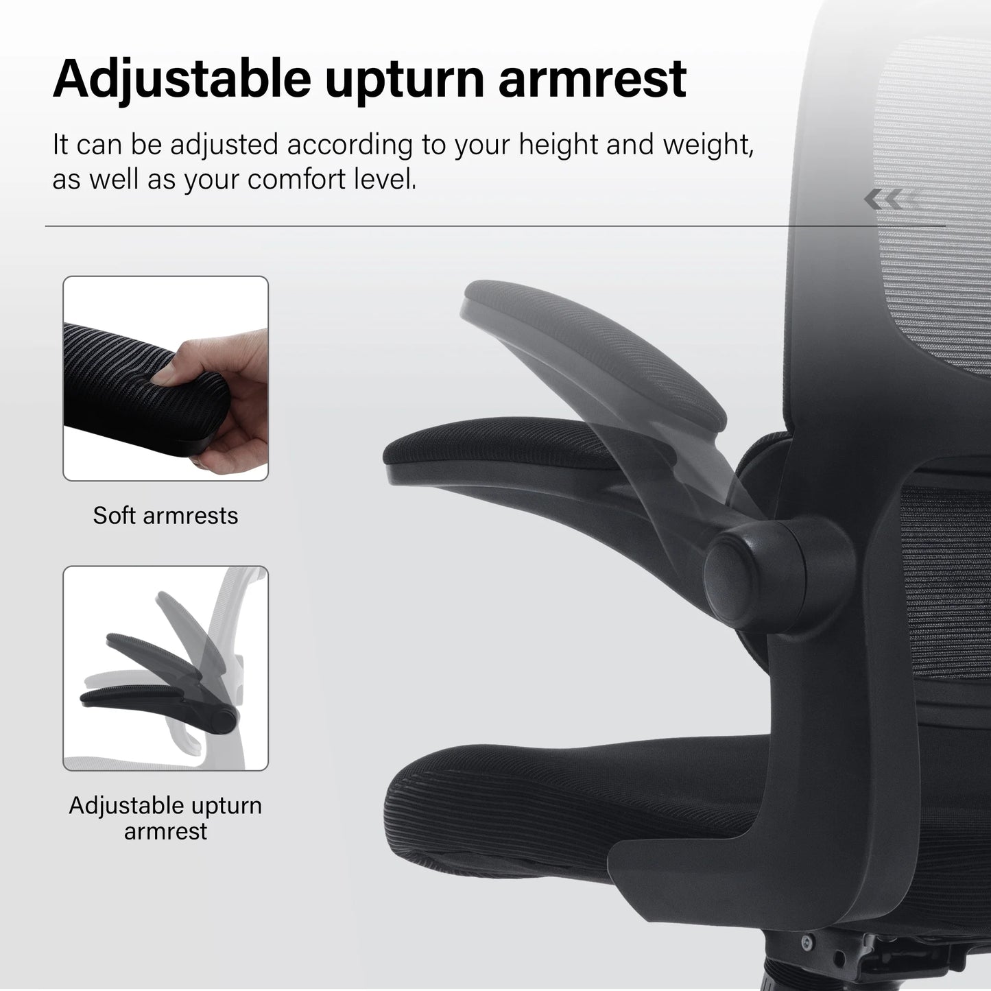 Office Chair, High Back Ergonomic Desk Chair, Mesh Desk Chair with Lumbar Support, headrest and Flip-up Armrests, 400lb, Black