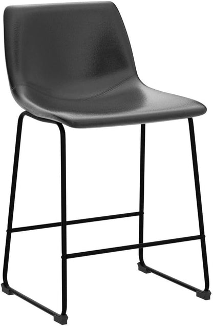26 inch Bar Stools Set of 4, Modern Counter Height Bar Stools, Faux Leather Barstool with Back and Metal Leg, Armless Bar Chairs for Kitchen Island (Black, 4pcs 26")