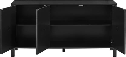 Curved Swirl Pattern 3-Door Cabinet – Artistic Design for Living Room & Entry